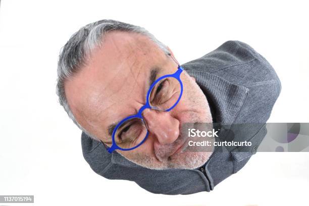 Portrait From Above Of A Man Stock Photo - Download Image Now - Above, Adult, Adults Only