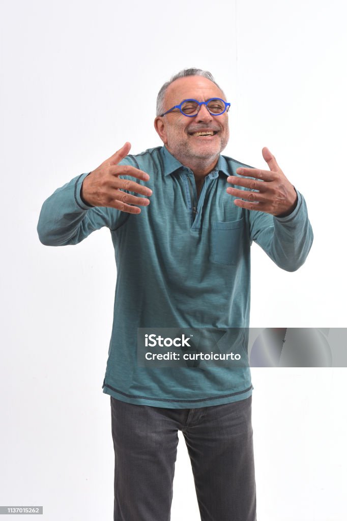 man hugging on white background Arm Stock Photo