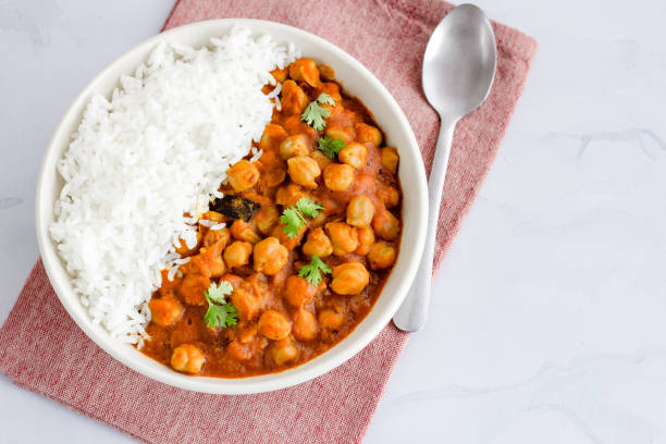 istock Chickpea Curry with Rice Top View Photo 1137018450