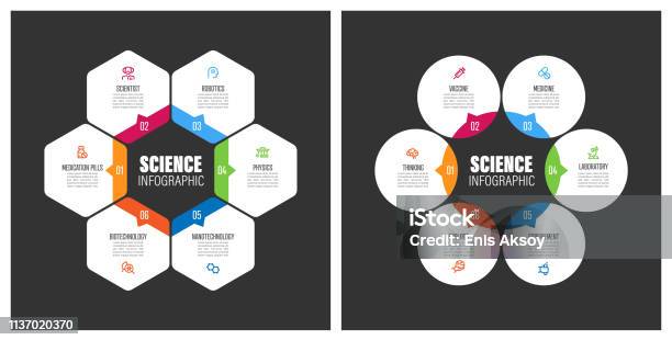 Science Chart With Keywords Stock Illustration - Download Image Now - Infographic, Hexagon, Change