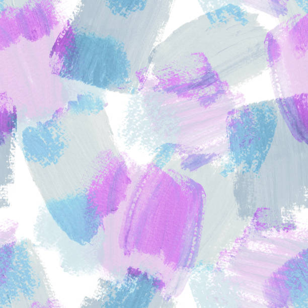 브러시 스트로크 완벽 한 패턴입니다. - multi colored floral pattern acrylic painting purple stock illustrations