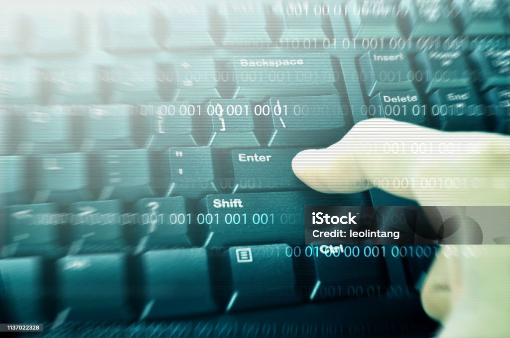 Proceed Button Hacker Hacker Hand Push The Enter Button On The Keyboard Stock Photo ...