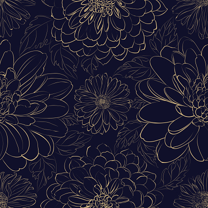 Seamless pattern background from chrysanthemums. Vector illustration.