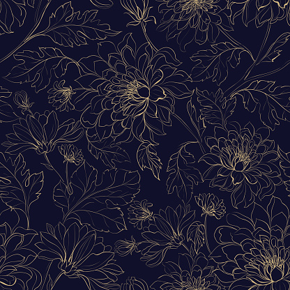 Seamless pattern background from chrysanthemums. Vector illustration.