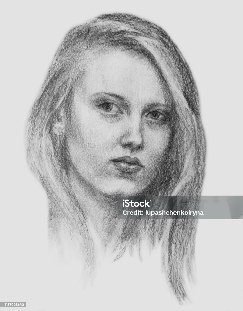 Fashionable Illustration Modern Art Work My Original Vertical Pencil Drawing  On Paper Impressionism Portrait Of A Young Beautiful Seductive Tender  Romantic Girl With Long Hair Stock Illustration - Download Image Now -  iStock