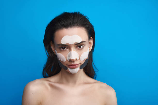 istock Young female with cosmetic patches on face 1137023828
