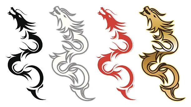 Vector illustration of Dragon Silhouette