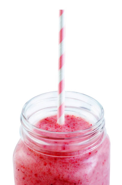 istock Strawberry banana smoothie on a white background 1137026547