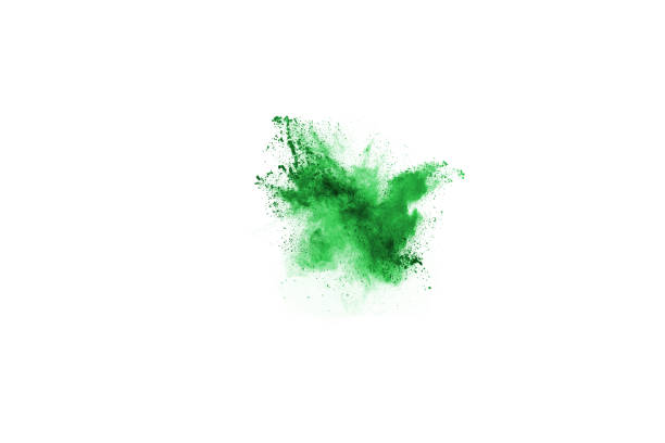 istock Green powder explosion on white background. Colored cloud. Colorful dust explode. Paint Holi. 1137026713