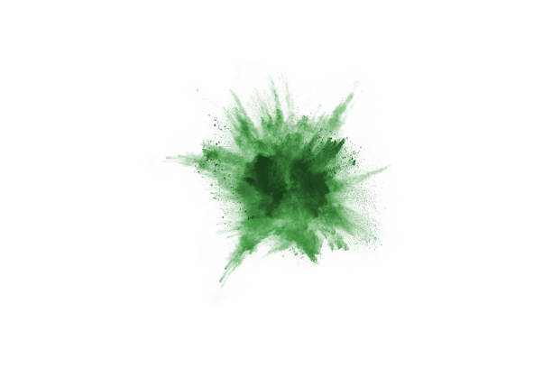 istock Green powder explosion on white background. Colored cloud. Colorful dust explode. Paint Holi. 1137026727