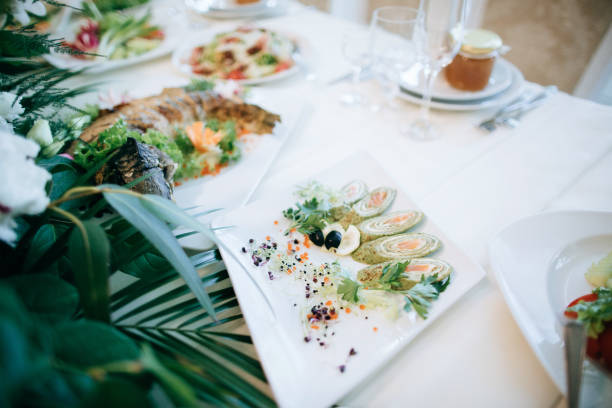 istock salad and other food on table 1137028267