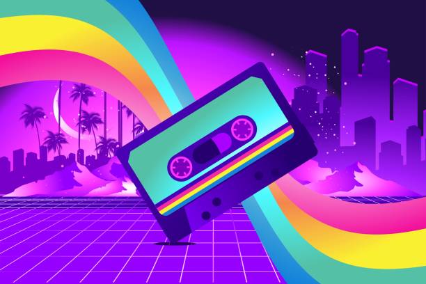 illustrations, cliparts, dessins animés et icônes de disco pop style rétro - tropical climate audio