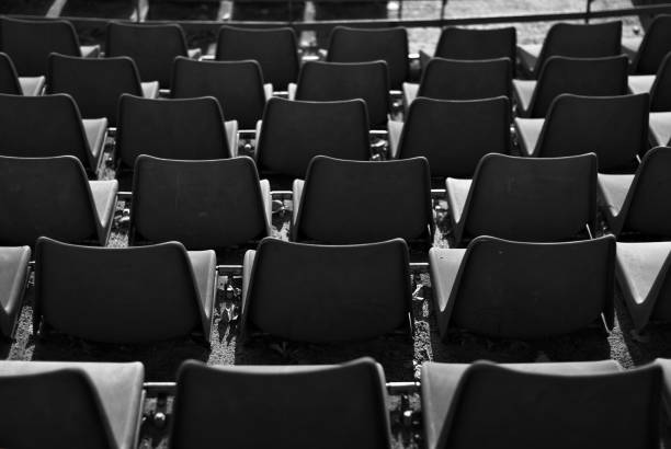 istock Plastic chairs for fans at the stadium. 1137031648