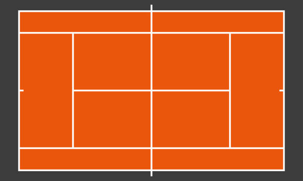 tennisplatz oder feld. realistische tafel für taktik-plan. bunte vektorillustration. - tennis stock-grafiken, -clipart, -cartoons und -symbole