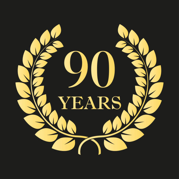 istock 90 years anniversary laurel wreath icon or sign. Template for celebration and congratulation design. 90th anniversary golden label. Vector illustration. 1137032022