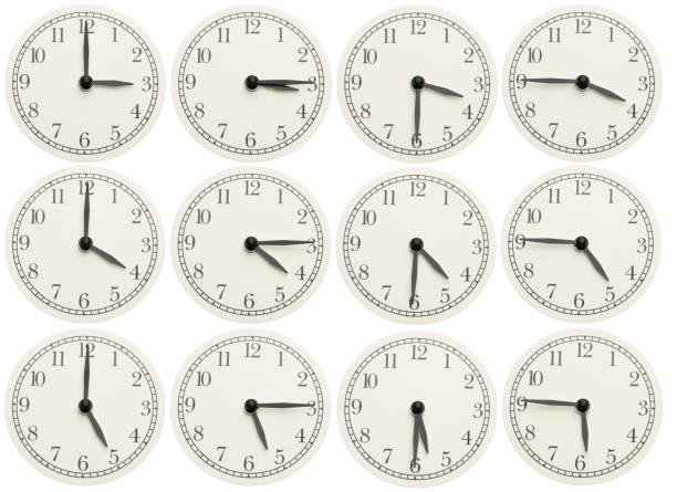 istock Set of office clocks showing various time isolated on white background 1137038530