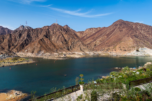 A view of the Nile River from the High Dam in Aswan, Egypt on a clear day.