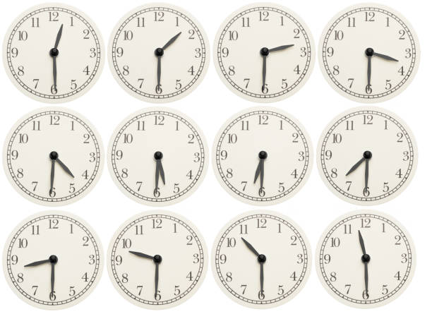 istock Set of office clocks showing various time isolated on white background 1137038760