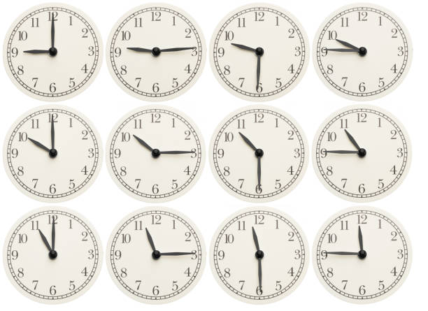 istock Set of office clocks showing various time isolated on white background 1137038792