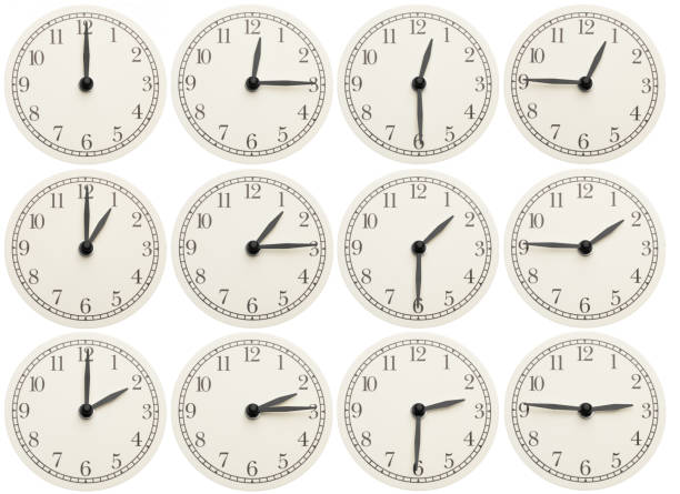 istock Set of office clocks showing various time isolated on white background 1137038820