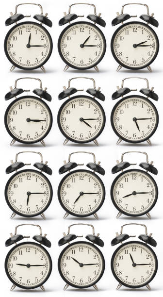 istock Set of alarms showing a different time, isolated on a white background 1137038827
