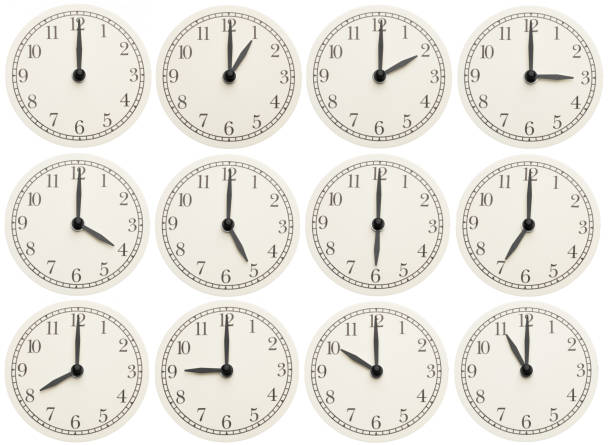 istock Set of office clocks showing various time isolated on white background 1137038969