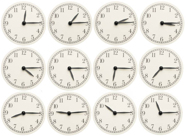 istock Set of office clocks showing various time isolated on white background 1137039050