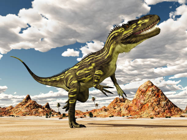 istock Dinosaur Torvosaurus in the desert 1137040901