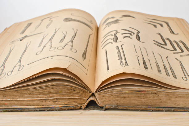 istock Open old book on medicine closeup 1137041681