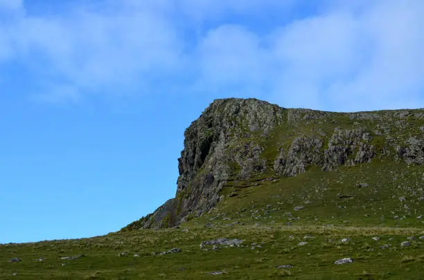 Rugged rocks on the hills of the Scottish Highlands.