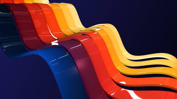 istock Abstract background with waving colorful stripes. Geometric 3D illustration 1137043898