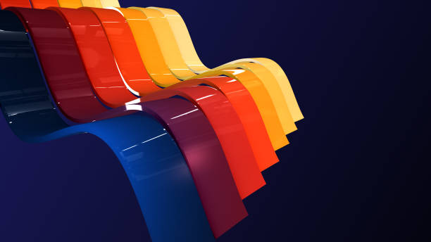 istock Abstract background with waving colorful stripes. Geometric 3D illustration 1137043918