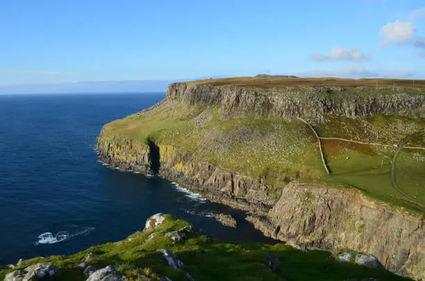 Scotland's rugged landscape and fields on Skye.