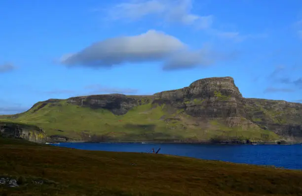Gorgeous rolling hills and towering sea cliffs on the Isle of Skye.