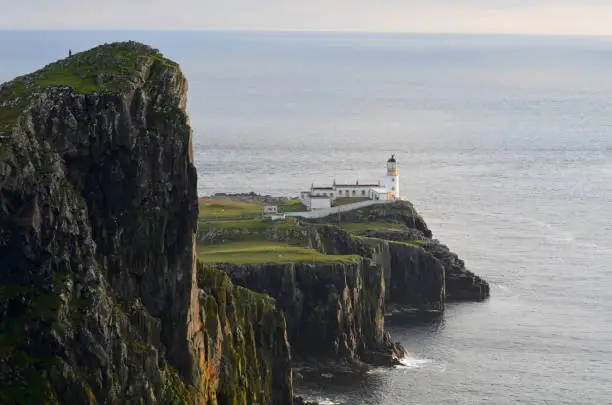 Beautiful sea cliffs at Neist Point Lighthouse ont he Isle of Skye in Scotland.