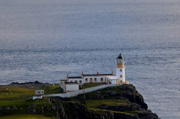Scotland's Neist Point Lighthouse on the sea cliffs of Skye.