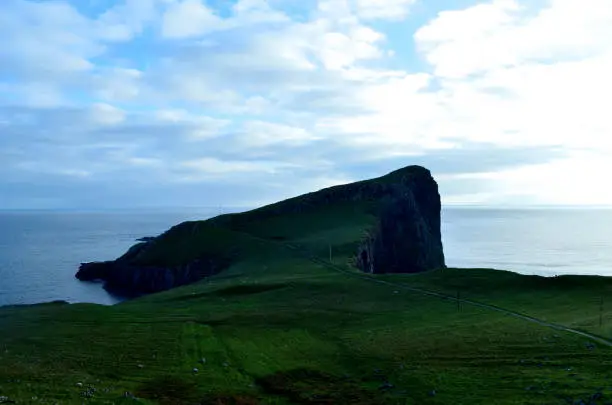 Beautiful remote landscape and seascape at Neist Point in Scotland.
