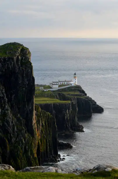 Gorgeous sea cliffs at Neist Point on the Isle of Skye in Scotland.