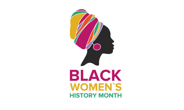ilustrações, clipart, desenhos animados e ícones de black women ' s history mês anual comemorado em abril. feriado internacional em homenagem às conquistas de mulheres negras com raízes na áfrica do passado, futuro e presente. silhueta da mulher preta - afro women african descent silhouette