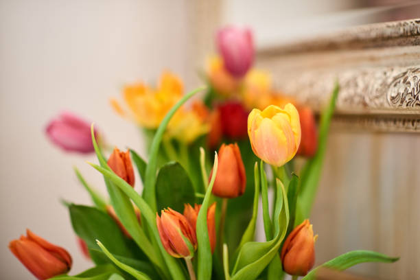 Spring bouquet of colorful tulips.Bouquet of spring flowers.