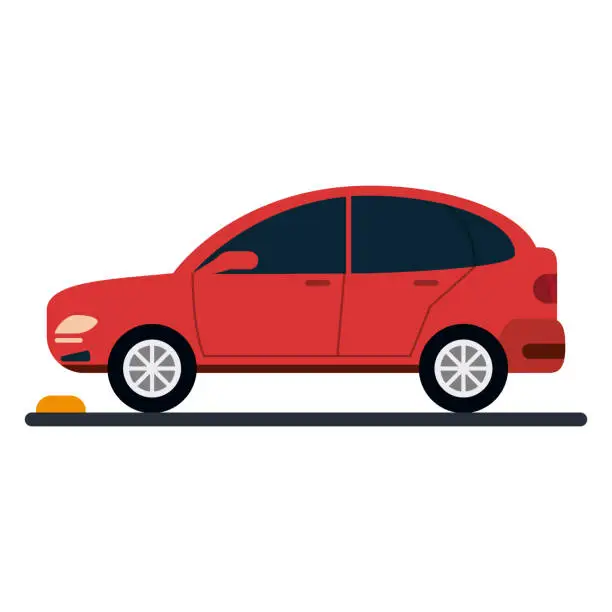 Vector illustration of Car vehicle on parking zone sideview