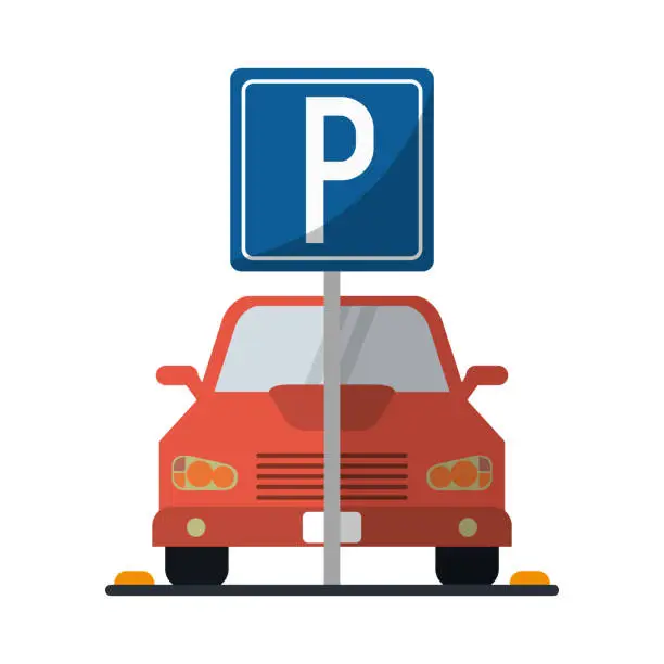 Vector illustration of Car on parking zone