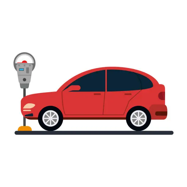 Vector illustration of Car on parking zone