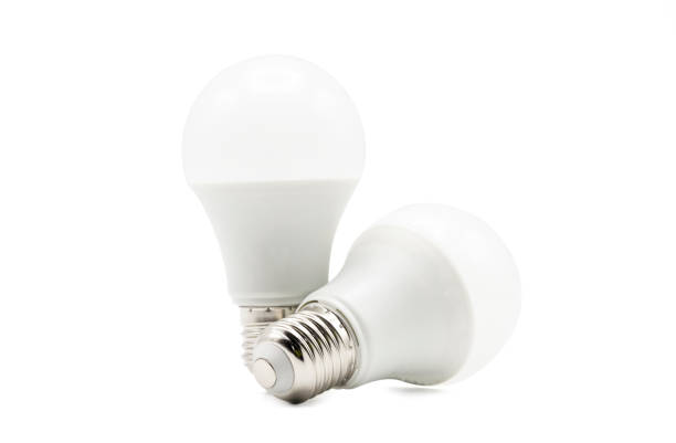 Close up of 2 LED white light bulb isolated on white background. Clipping path -Image. Close up of 2 LED white light bulb isolated on white background. Clipping path -Image. tungsten image stock pictures, royalty-free photos & images