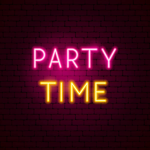 パーティータイムネオンサイン - party time点のイラスト素材／クリップアート素材／マンガ素材／アイコン素材