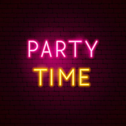 Party Time Neon Sign. Vector Illustration of Celebration Promotion.