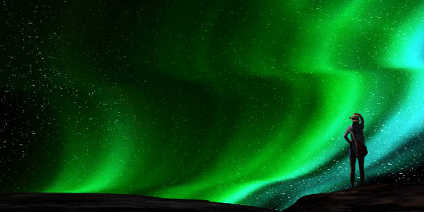 istock 3d rendering of nice aurora with clear start behind it 1137050095