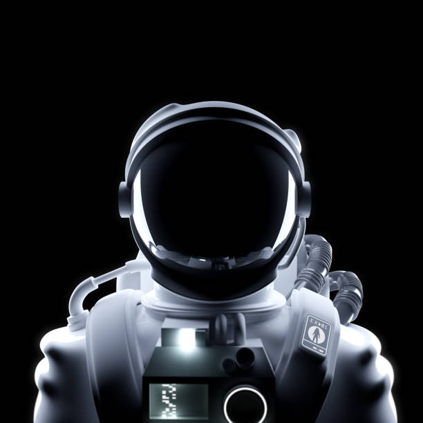 futuristisches astronauten-weltraum-suit-porträt - space helmet stock-fotos und bilder