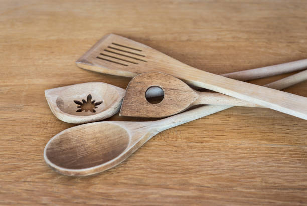 istock Wooden kitchen stirrers on wooden surface 1137051228
