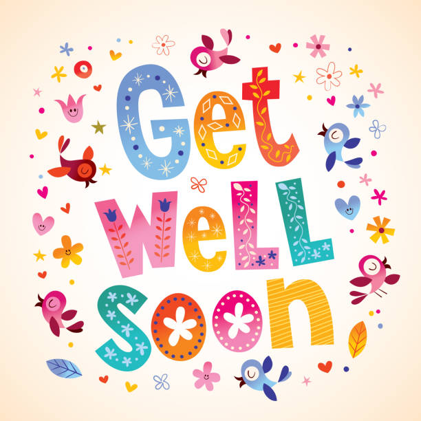 get well soon vector art illustration